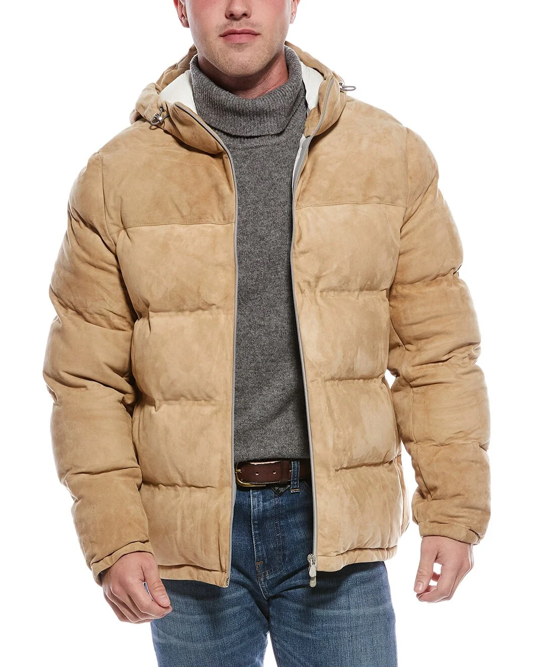 Brunello Cucinelli Quilted Suede Down Coat - 1