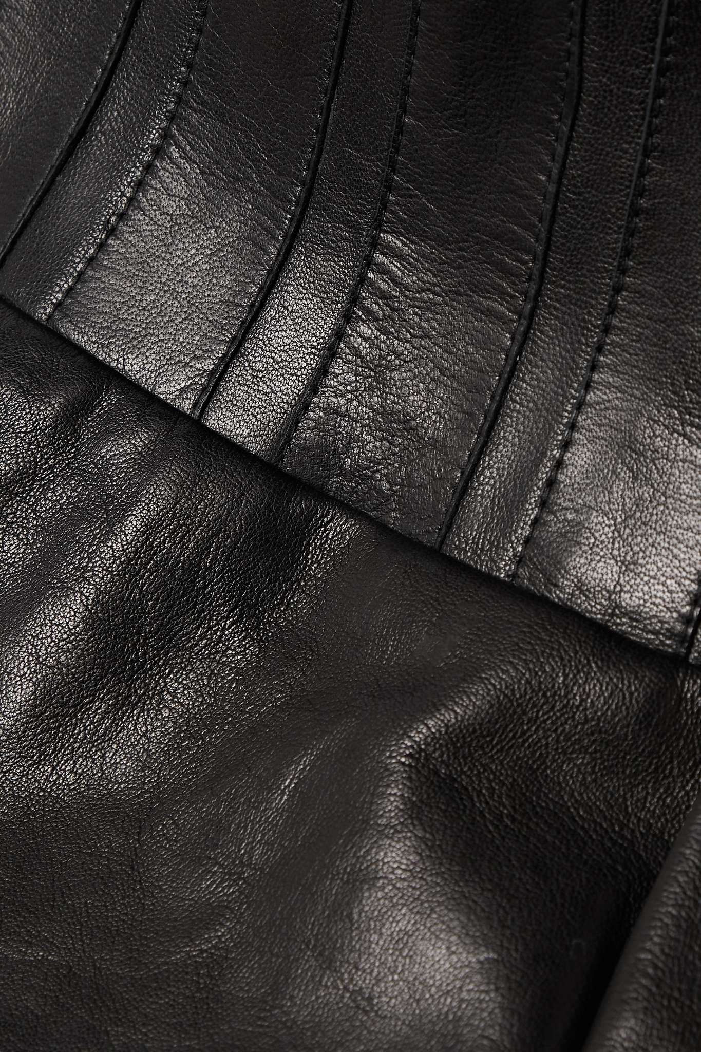 Beryn strapless pleated leather mini dress - 8