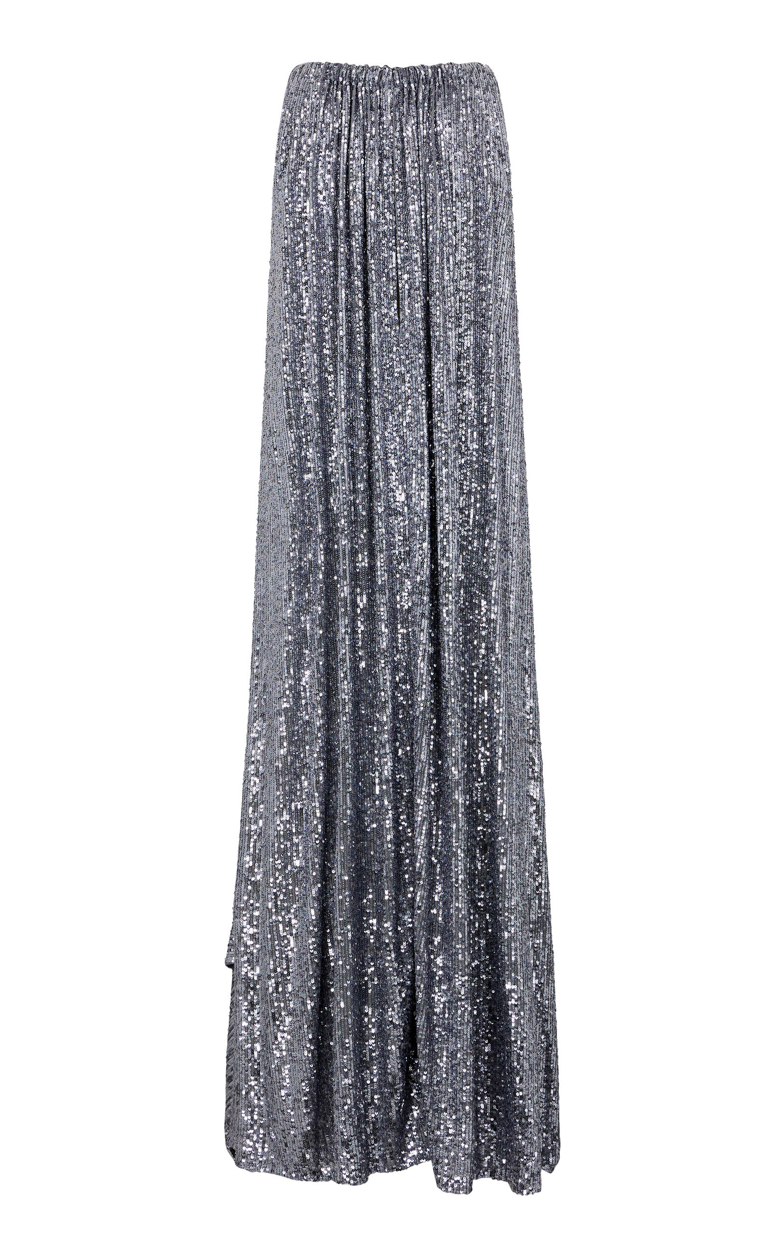 Gathered Sequined Midi Dress silver - 3