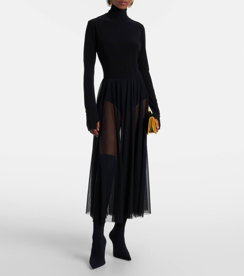 NORMA KAMALI Sheer jersey and mesh midi dress outlook