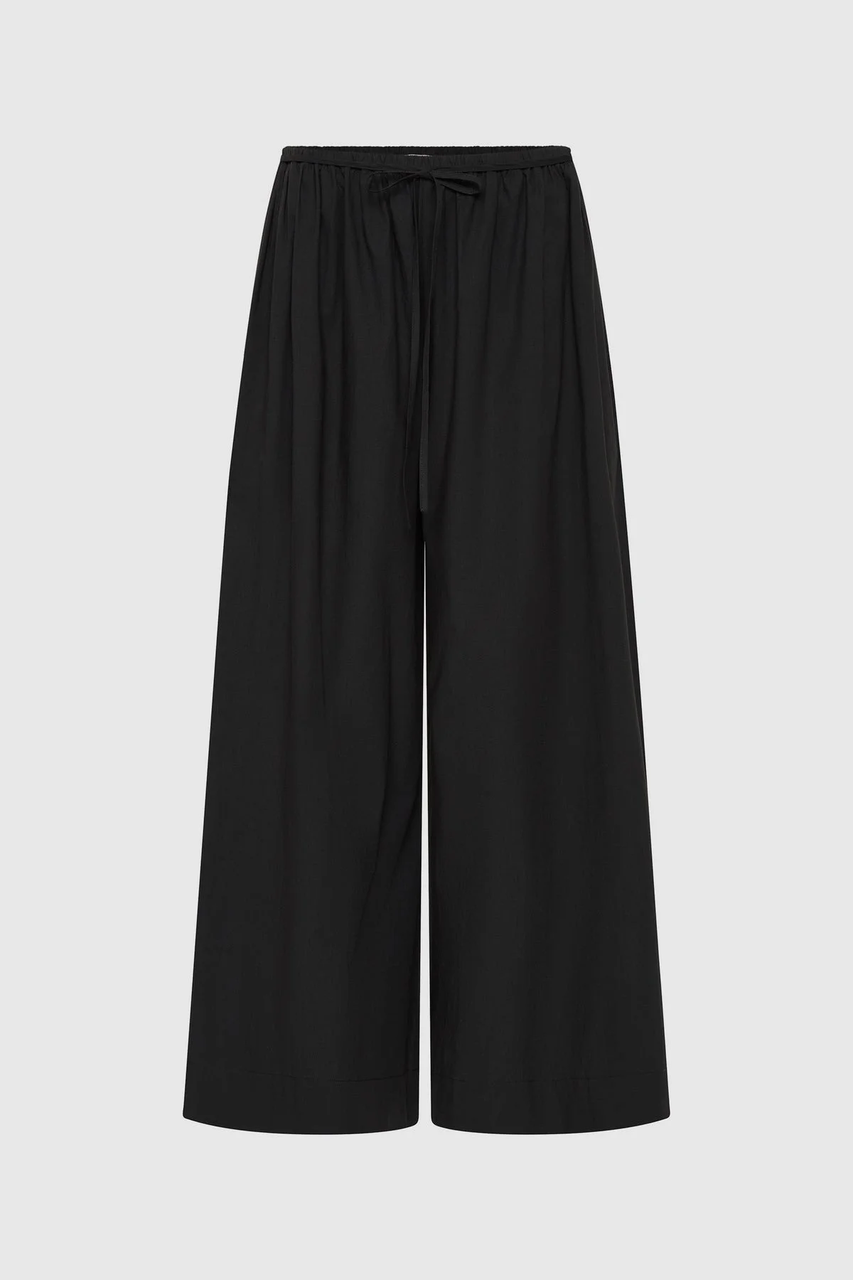 Cotton Hybrid Wide Leg Pants - Black - 1