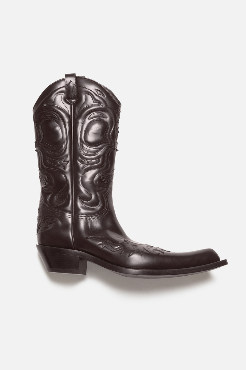 Pointy leather cowboy boot - Brown 1