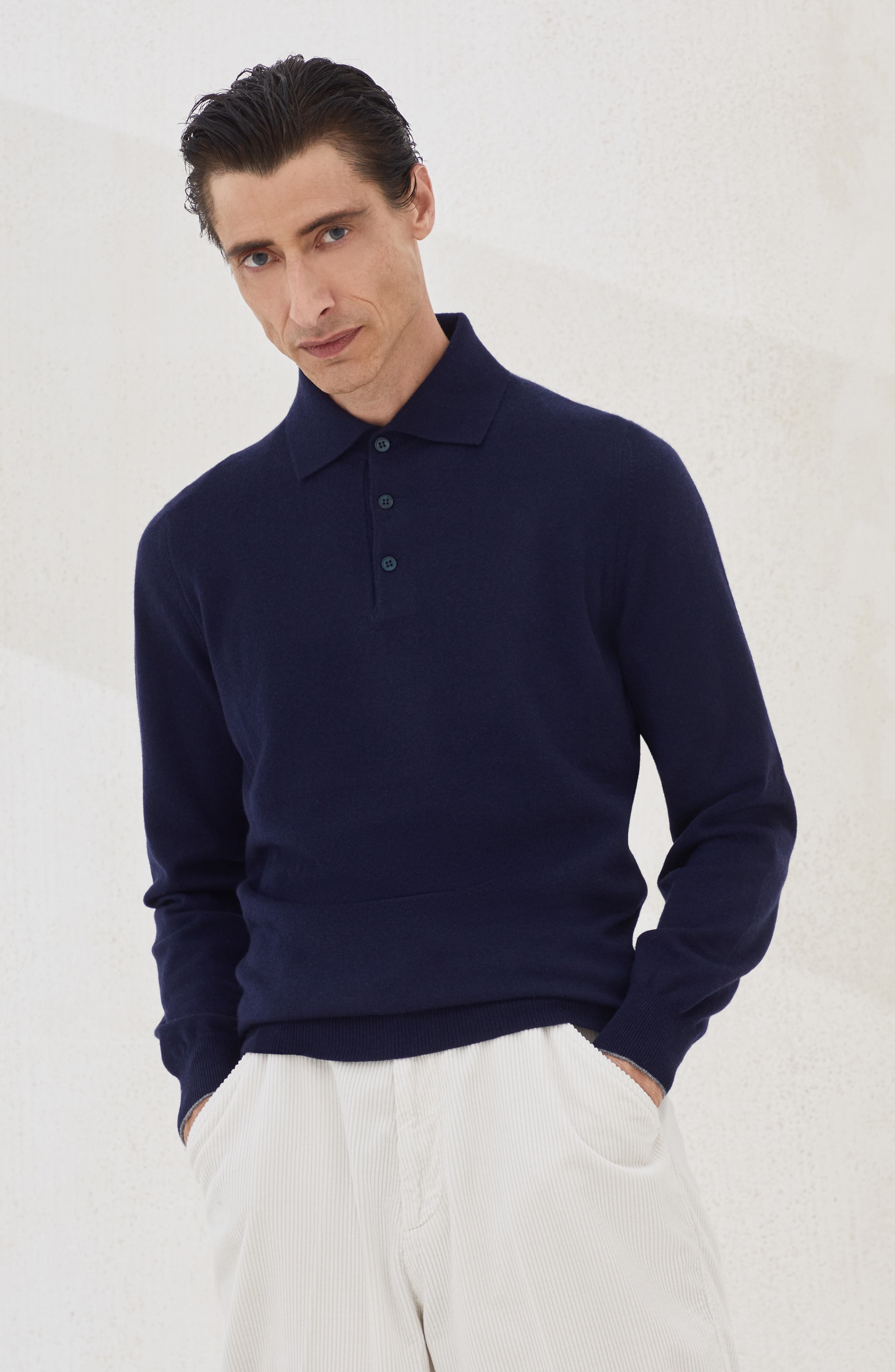 Brunello Cucinelli Polo-style sweater in Navy Blue at Nordstrom - 2