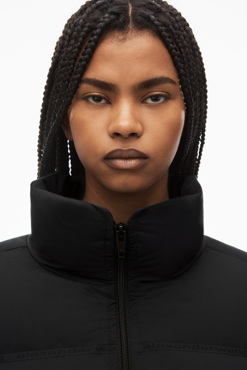 puffer coat with reflective logo 5