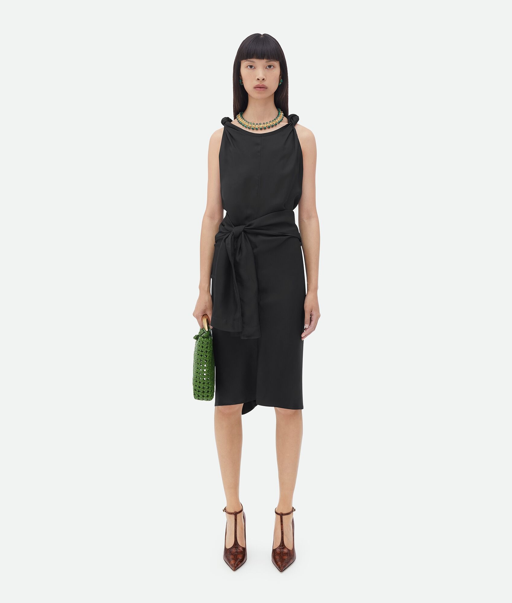 washed viscose knotted dress - 4