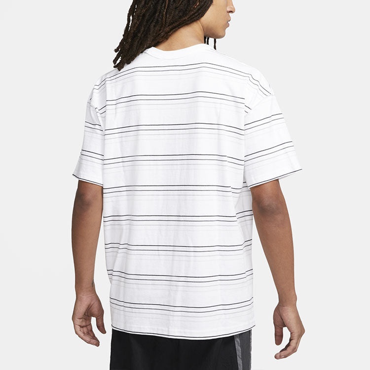 Nike Sportswear Embroidered Logo Stripe Loose Knit Sports Short Sleeve White DB6532-100 - 4