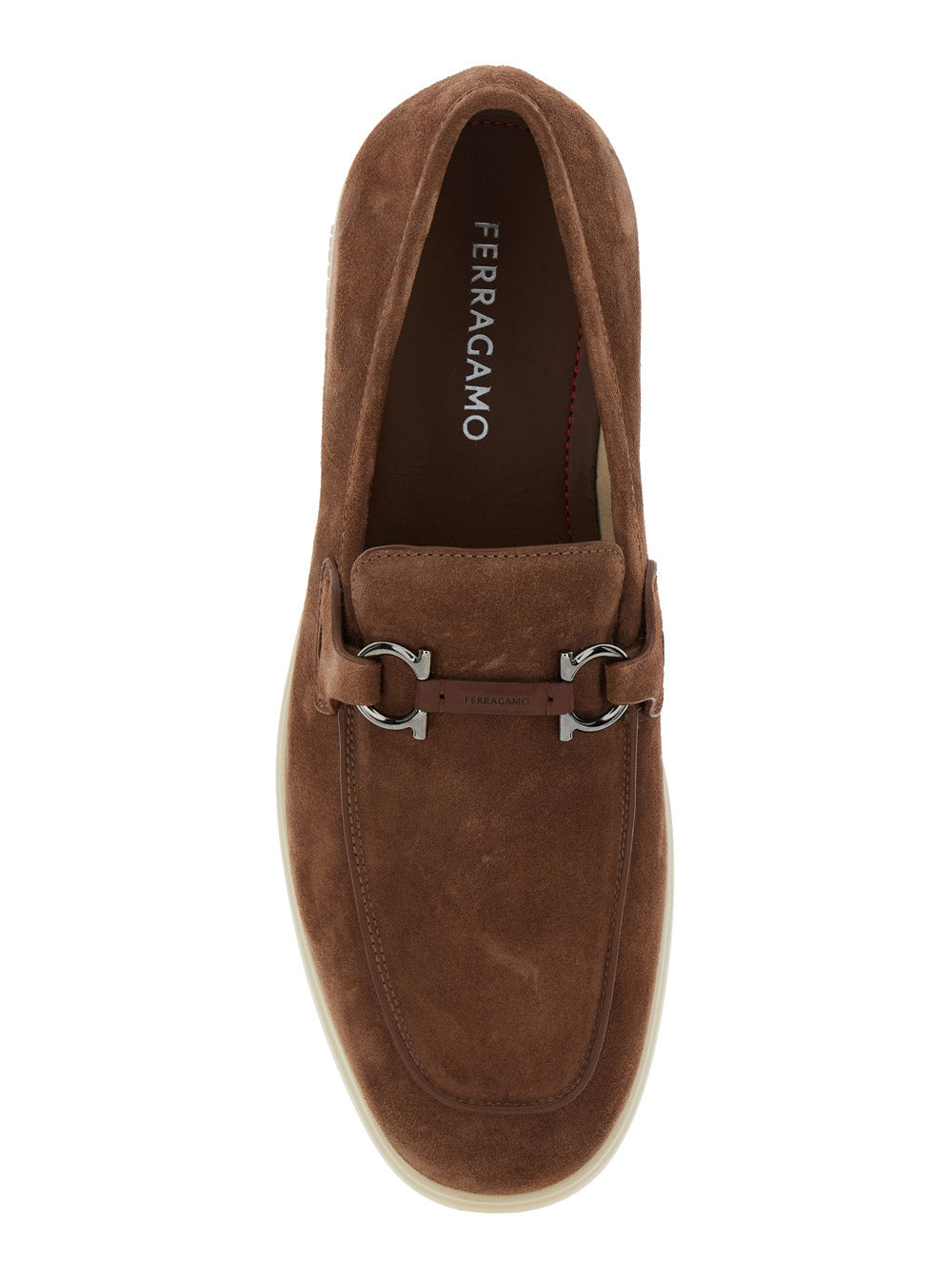 Ferragamo Men 'Cosimo' Brown Loafers With Metallic Hooks On The Front In Suede Man - 4