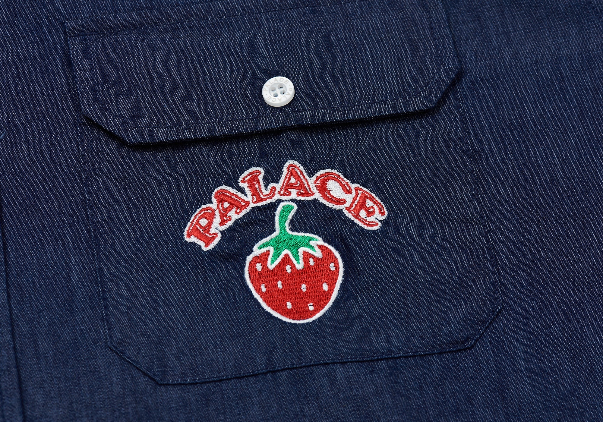 STRAWBERRY EMBROIDERY DENIM SHIRT INDIGO - 3