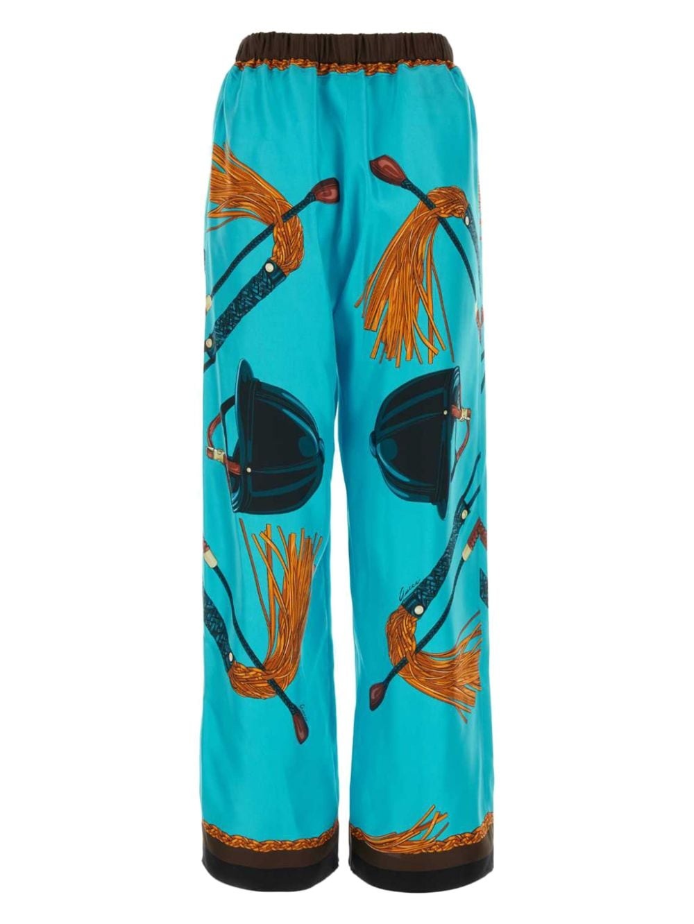Equestrian-print silk trousers - 2