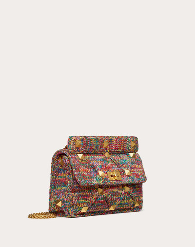 Valentino LARGE MULTICOLORED COTTON ROMAN STUD THE SHOULDER BAG WITH CHAIN outlook