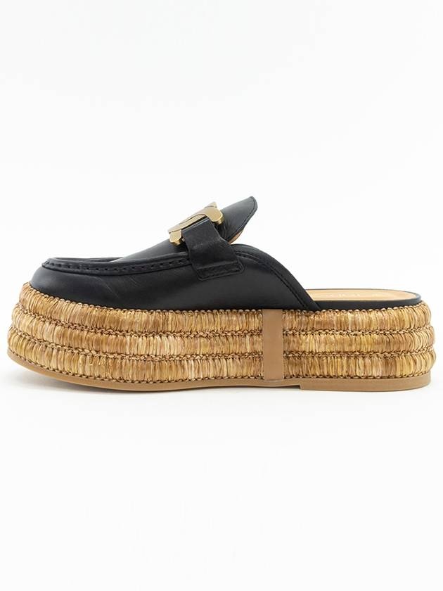 Kate Logo Leather Raffia Bloafer Black - 5