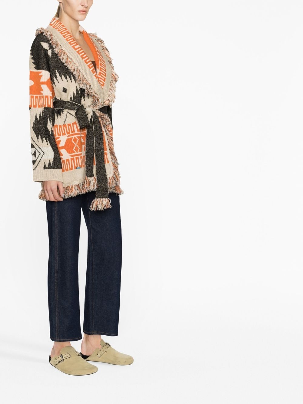 jacquard-print tie-front cardigan - 4