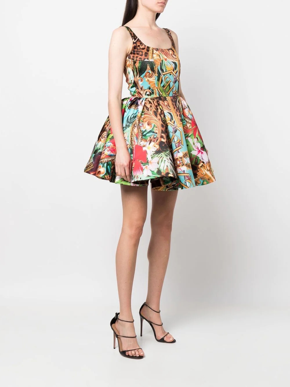 Duchesse baroque flowers-print mini dress - 3