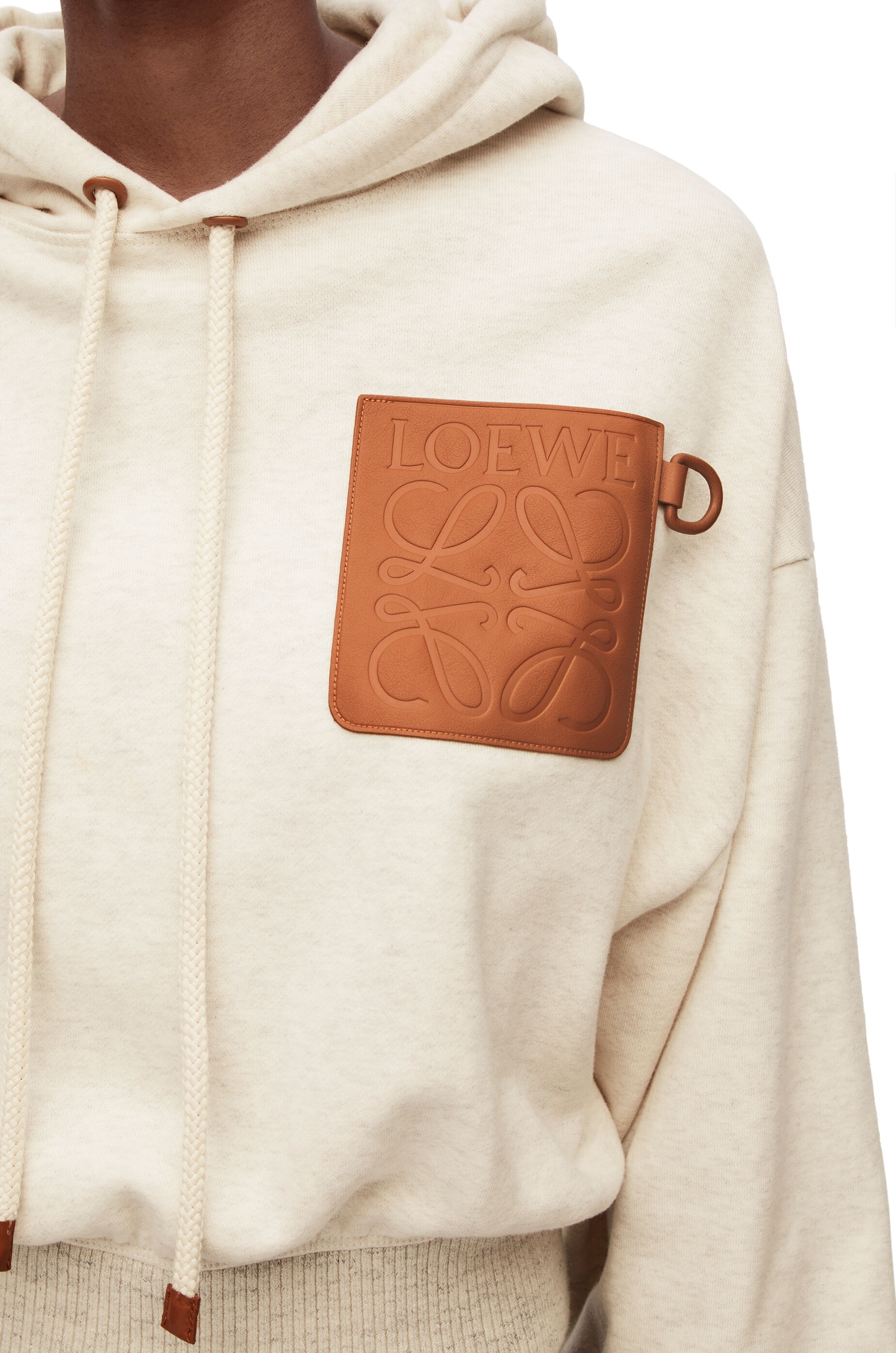 Anagram leather patch hoodie in cotton - 5