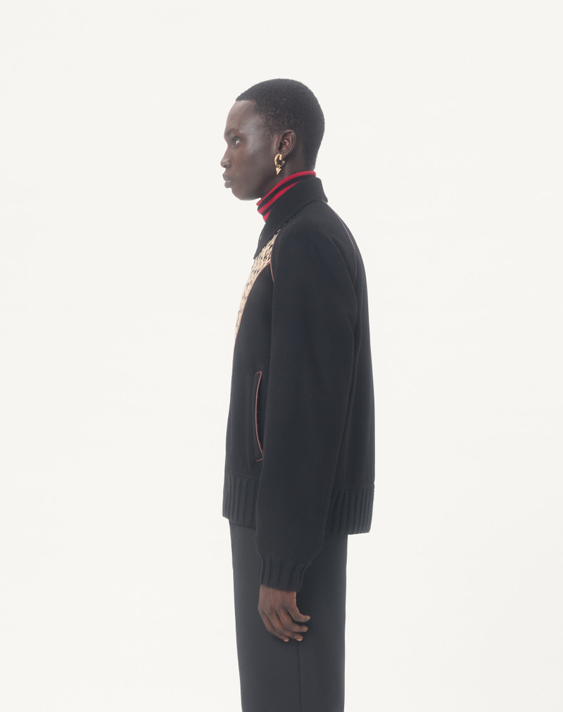 VALENTINO BOMBER JACKET IN WOOL AND CASHMERE DRAP WITH V INLAID WITH TOUTE LA V JACQUARD PATTERN 6