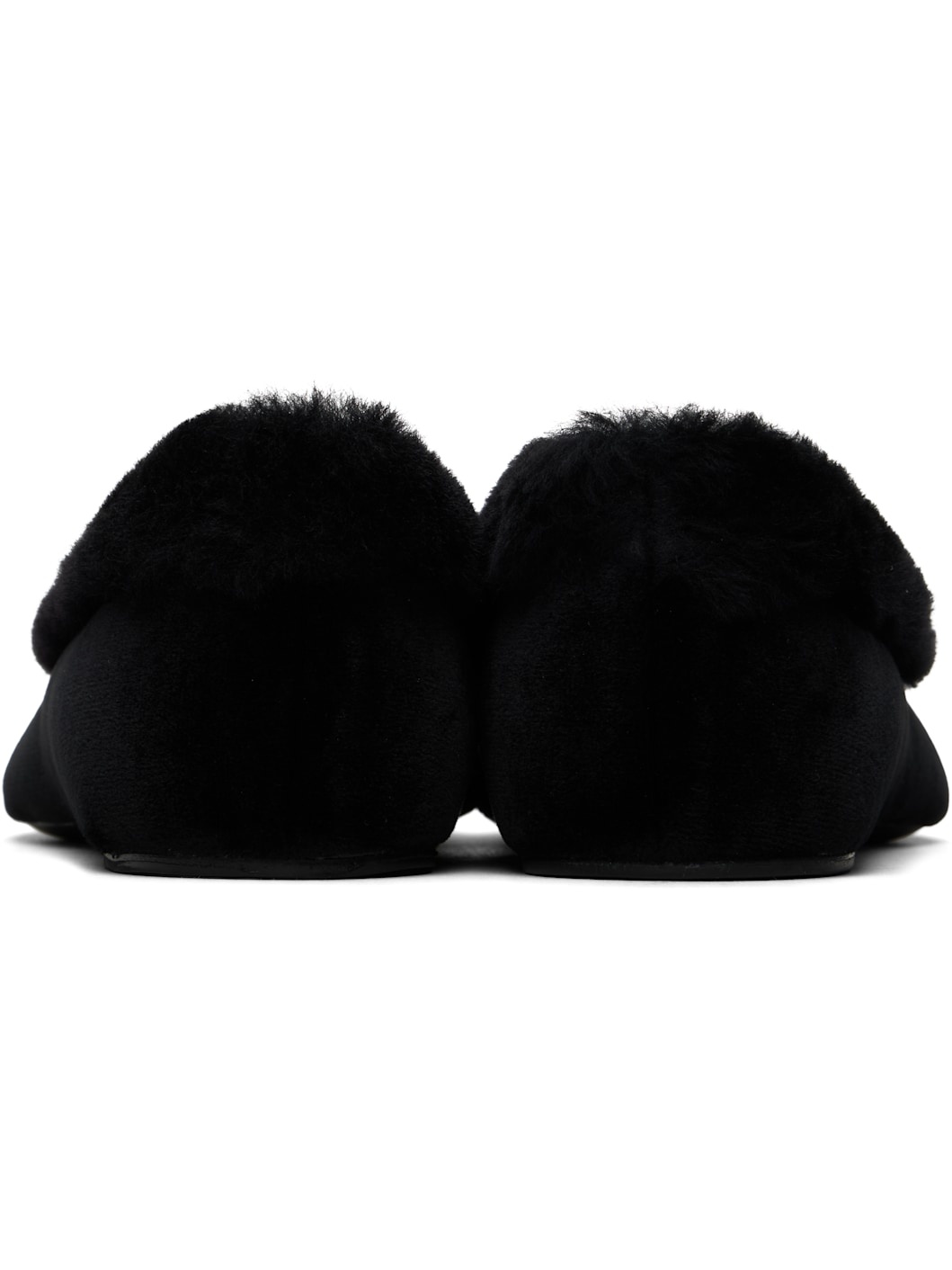Black Fleece Edge Velvet Ballerina Flats - 2