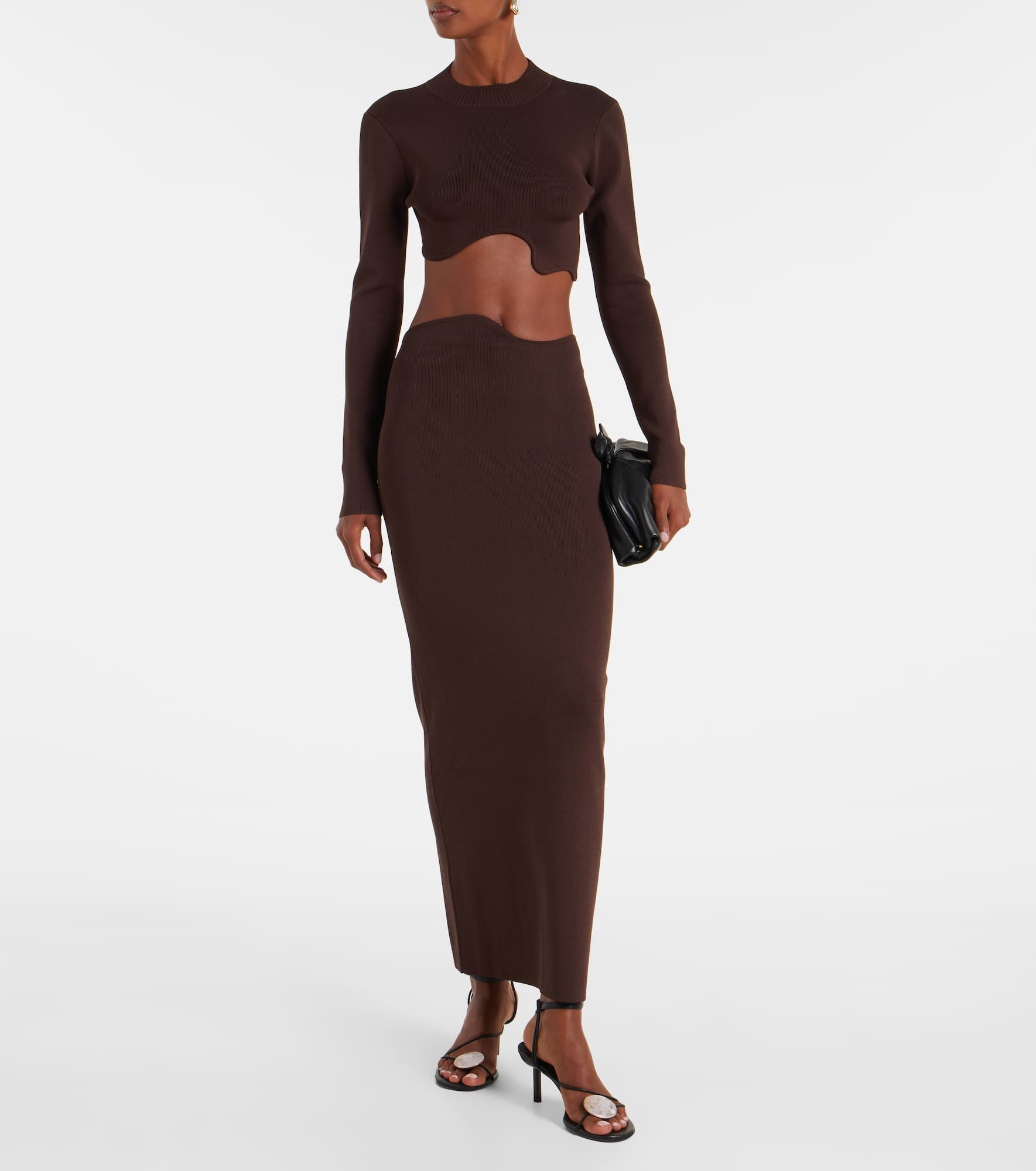 Asymmetric knitted crop top - 2