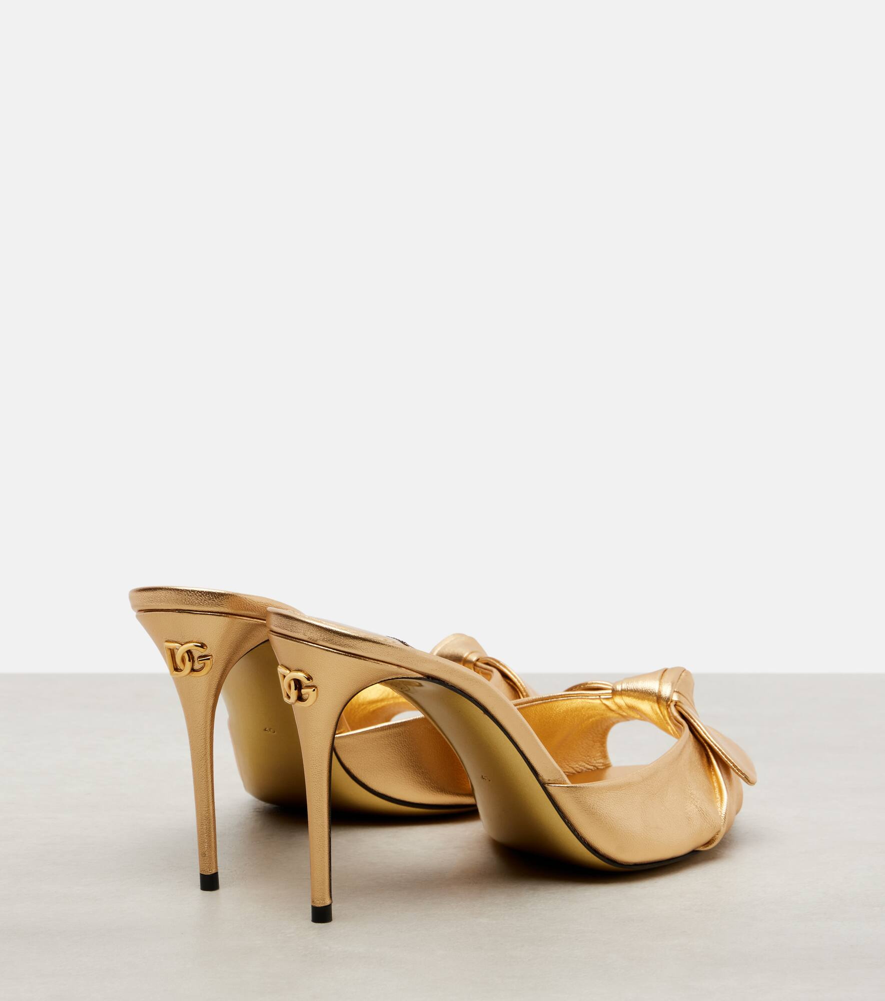 Bow-detail metallic leather mules - 2