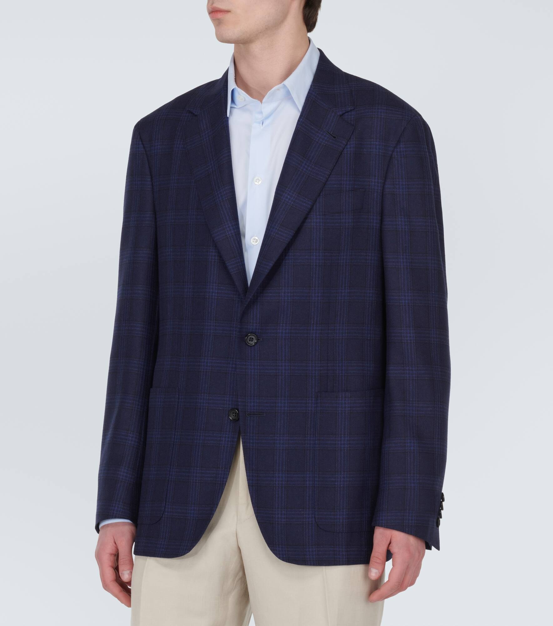 Kei checked silk and wool blazer - 3