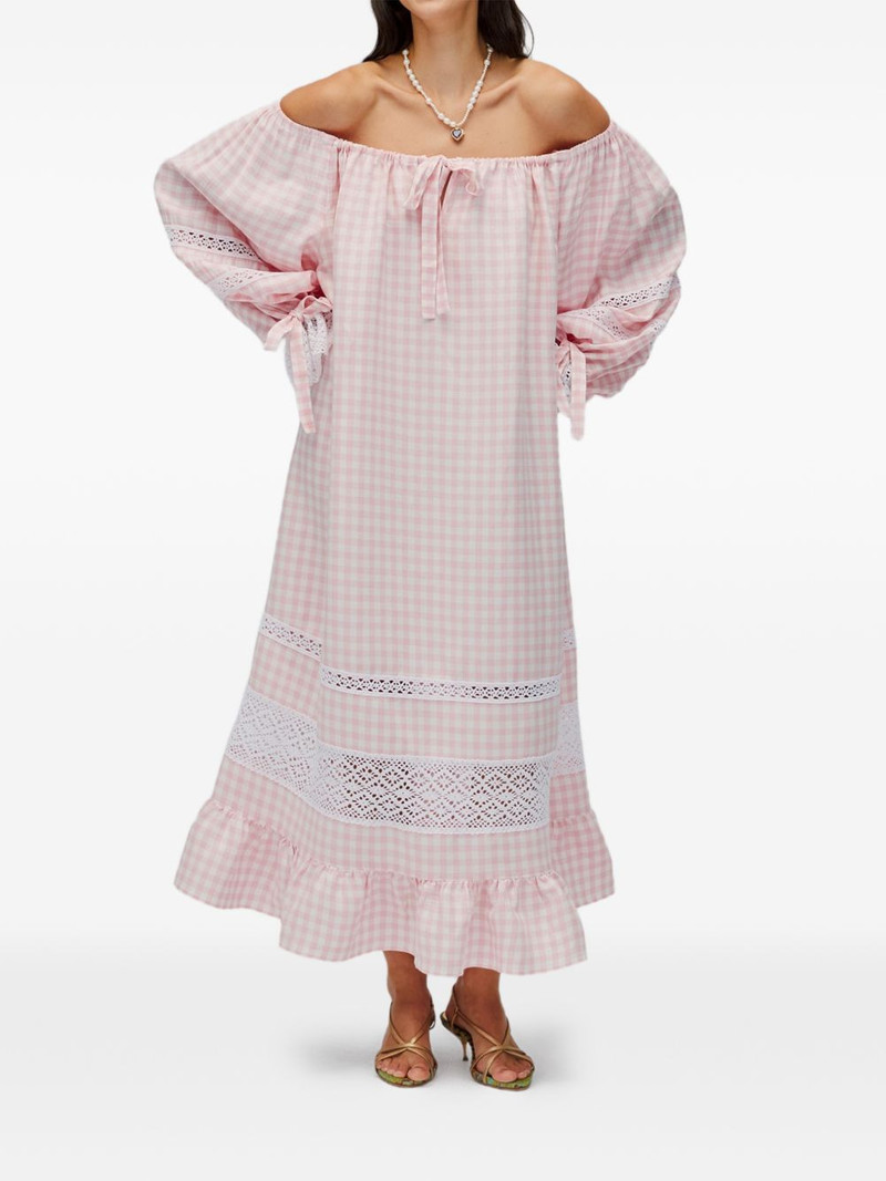 SLEEPER Romantica gingham lace-detail maxi dress outlook