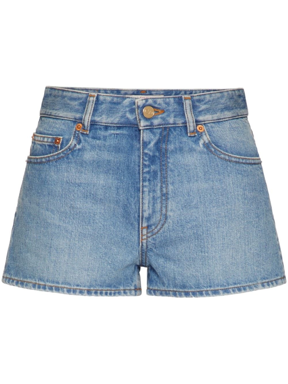 logo-appliquÃ© denim shorts - 1