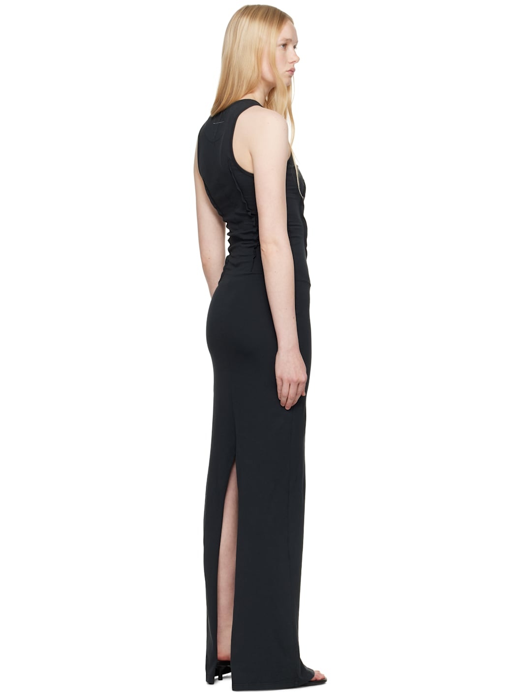 Black Heavy Cotton Jersey Maxi Dress - 3