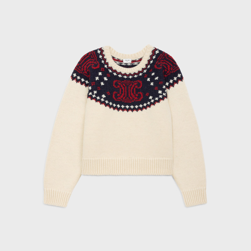 triomphe crew neck sweater in fair isle wool 1