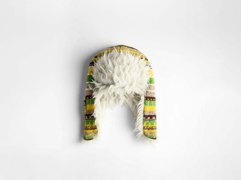 WOOLLEN-TRIM STRIPED HAT IN MARIGOLD 1