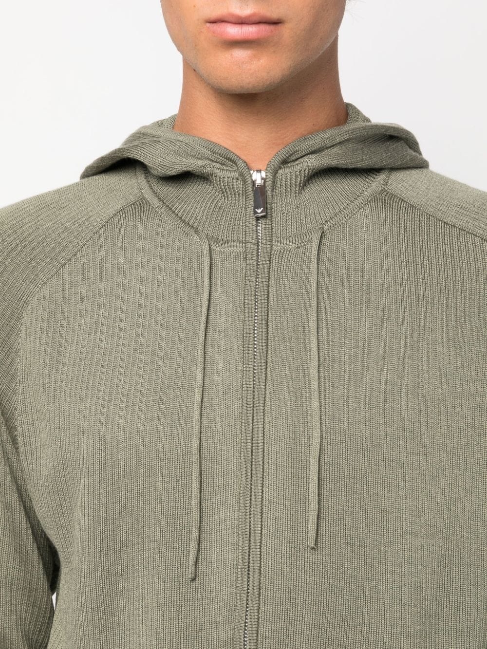 ribbed-knit zip-up hoodie - 5