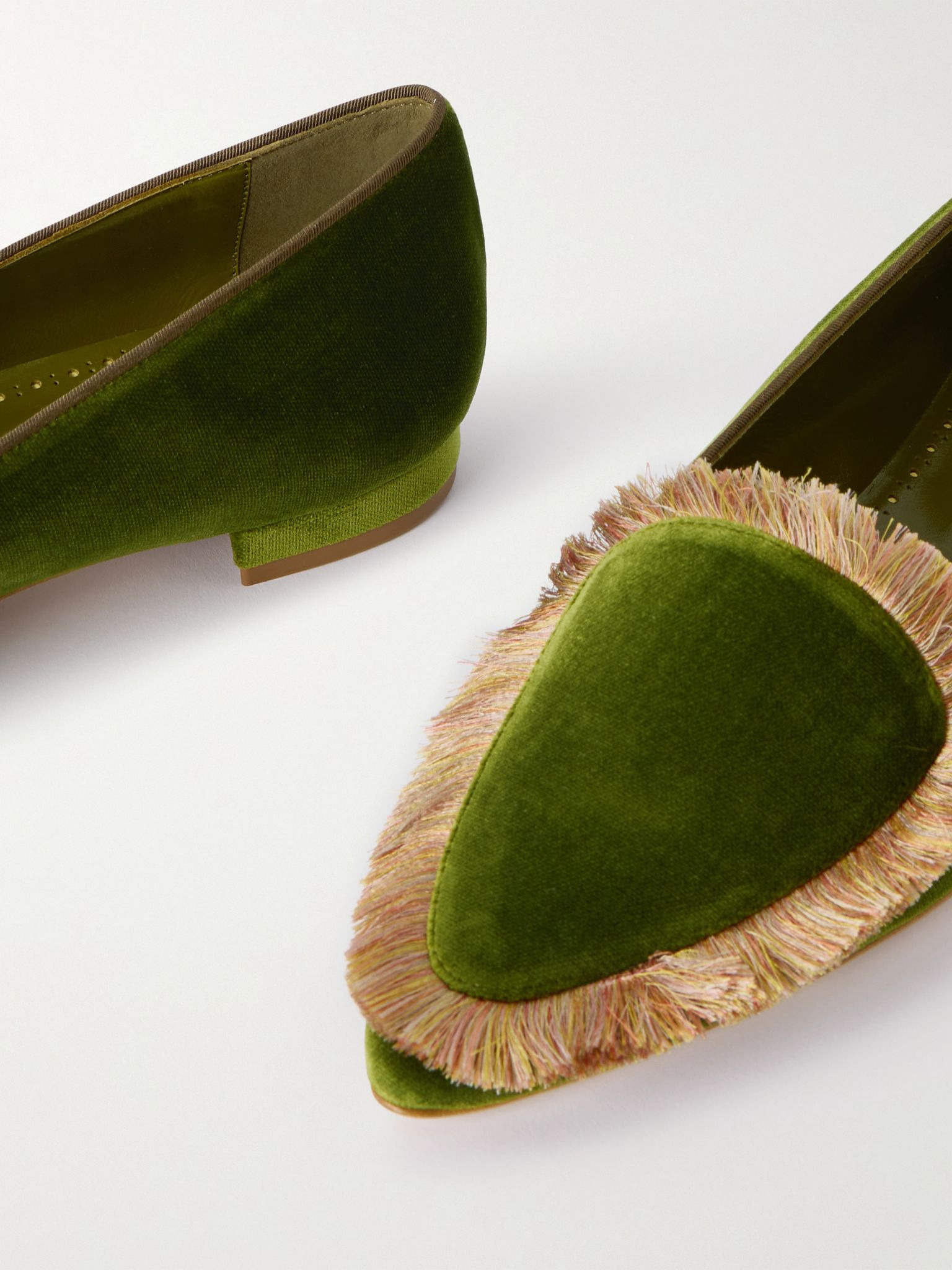 Agofran fringed velvet loafers Green - 4