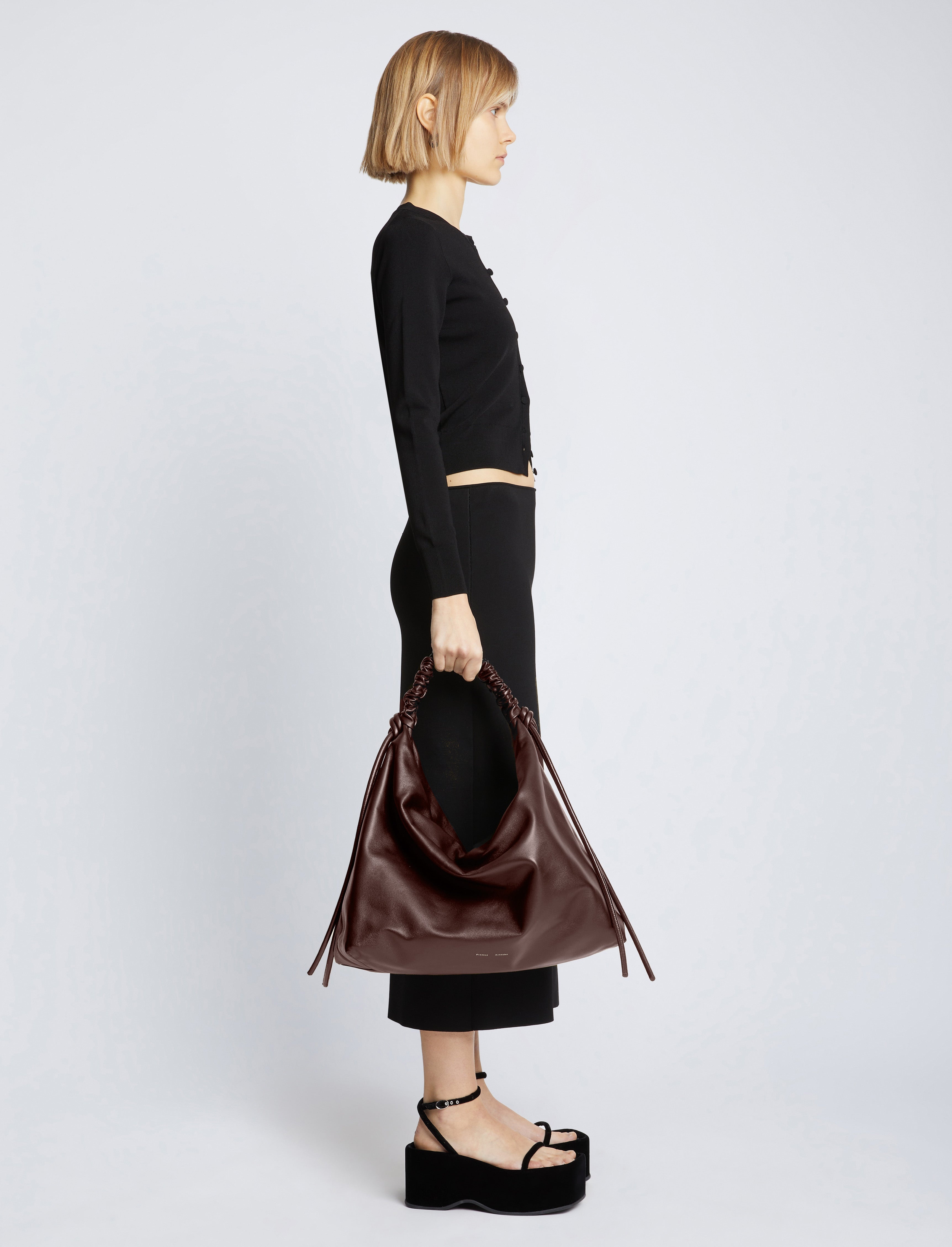 Large Drawstring Shoulder Bag - 6