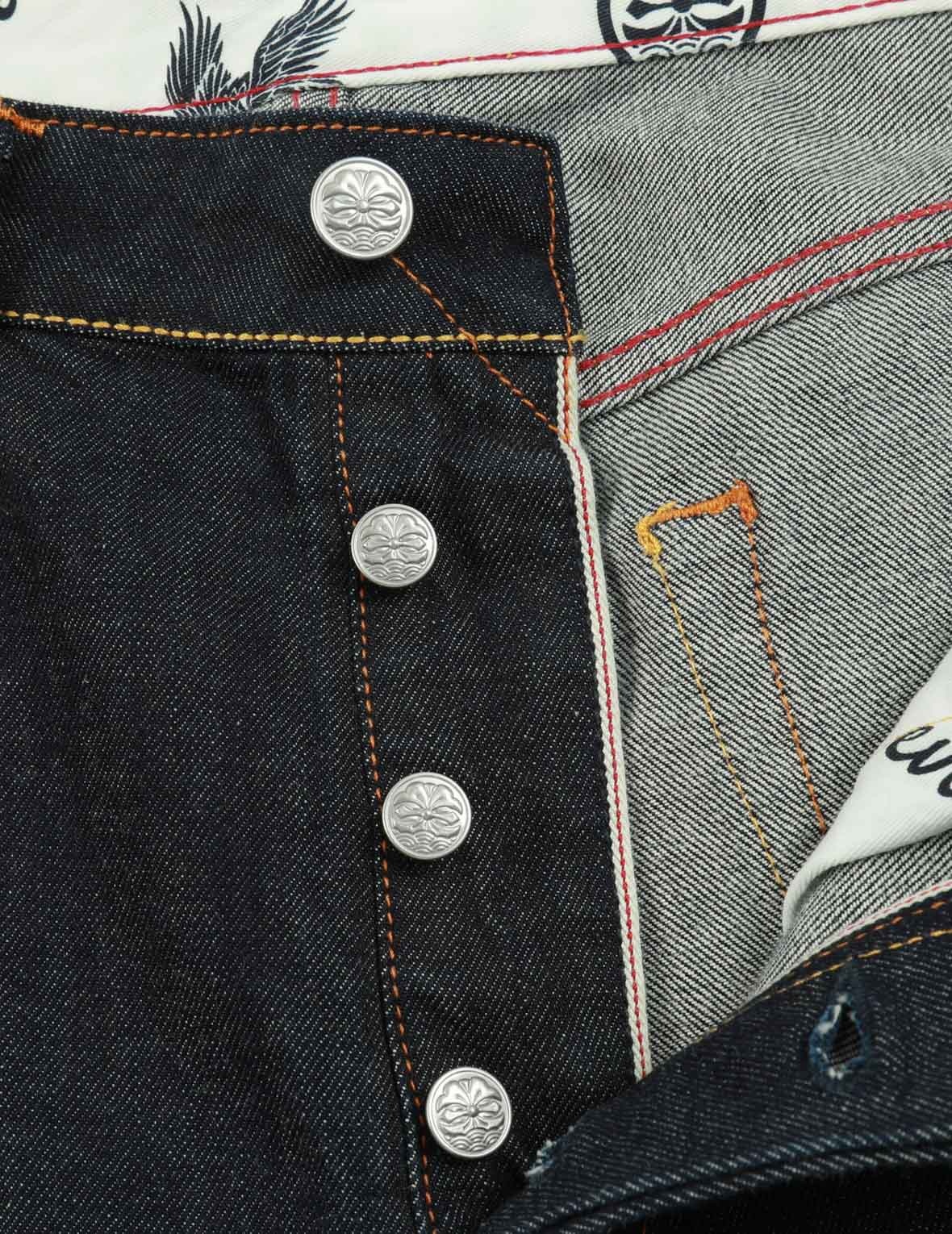 KAMON AND EAGLE-PATTERN BRUSHSTROKE DAICOCK PRINT CROPPED-FIT JEANS #2027 - 8