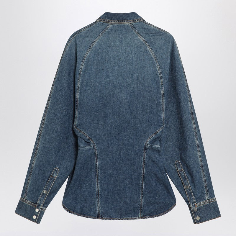 Alaia Rounded Blue Denim Shirt Women - 2