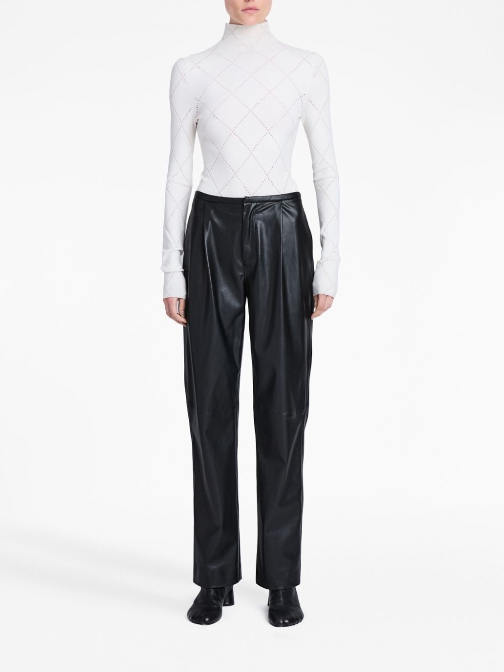 faux-leather straight-leg trousers - 2