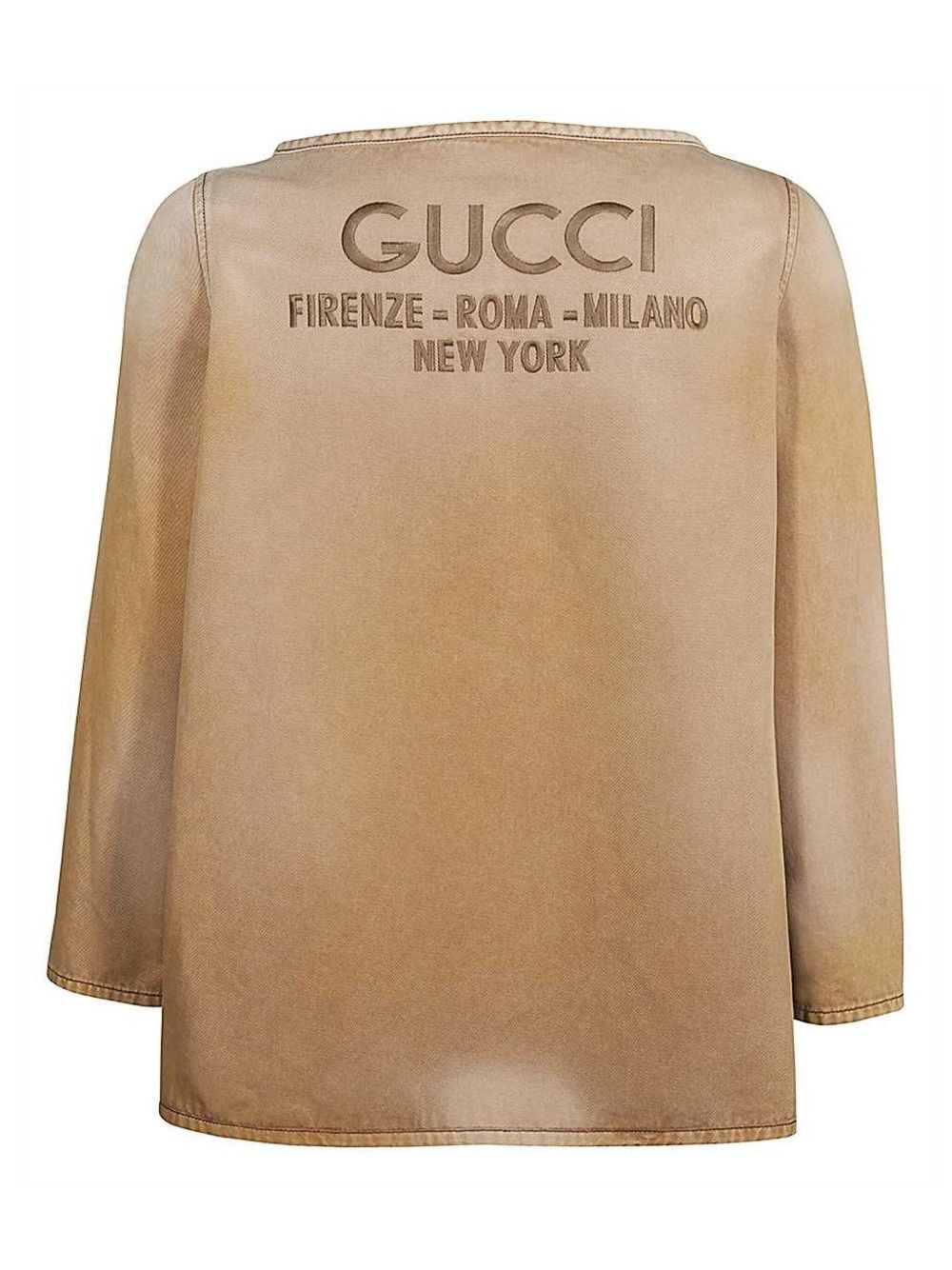 logo-embroidered denim top - 2