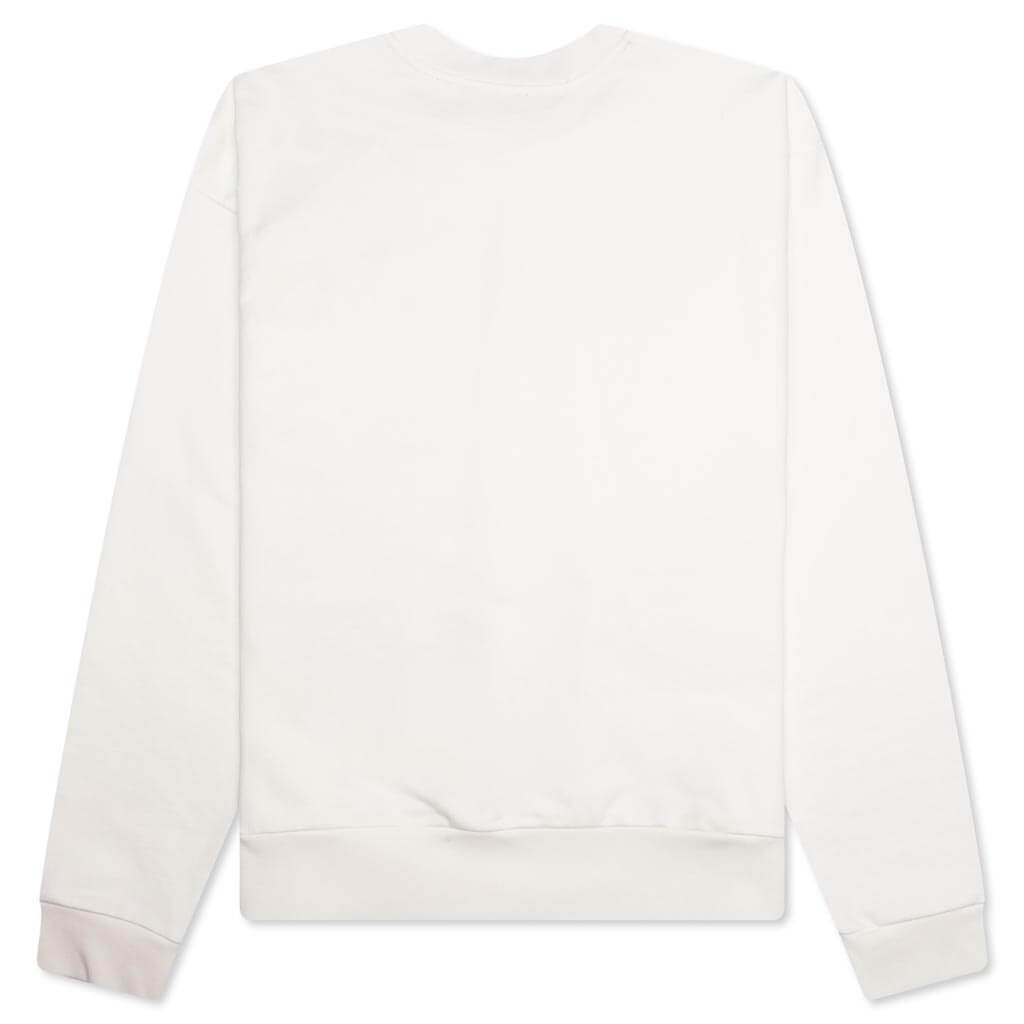 WHITE COTTON SWEATSHIRT WITH GINGHAM LOGO - NATURAL WHITE - 2