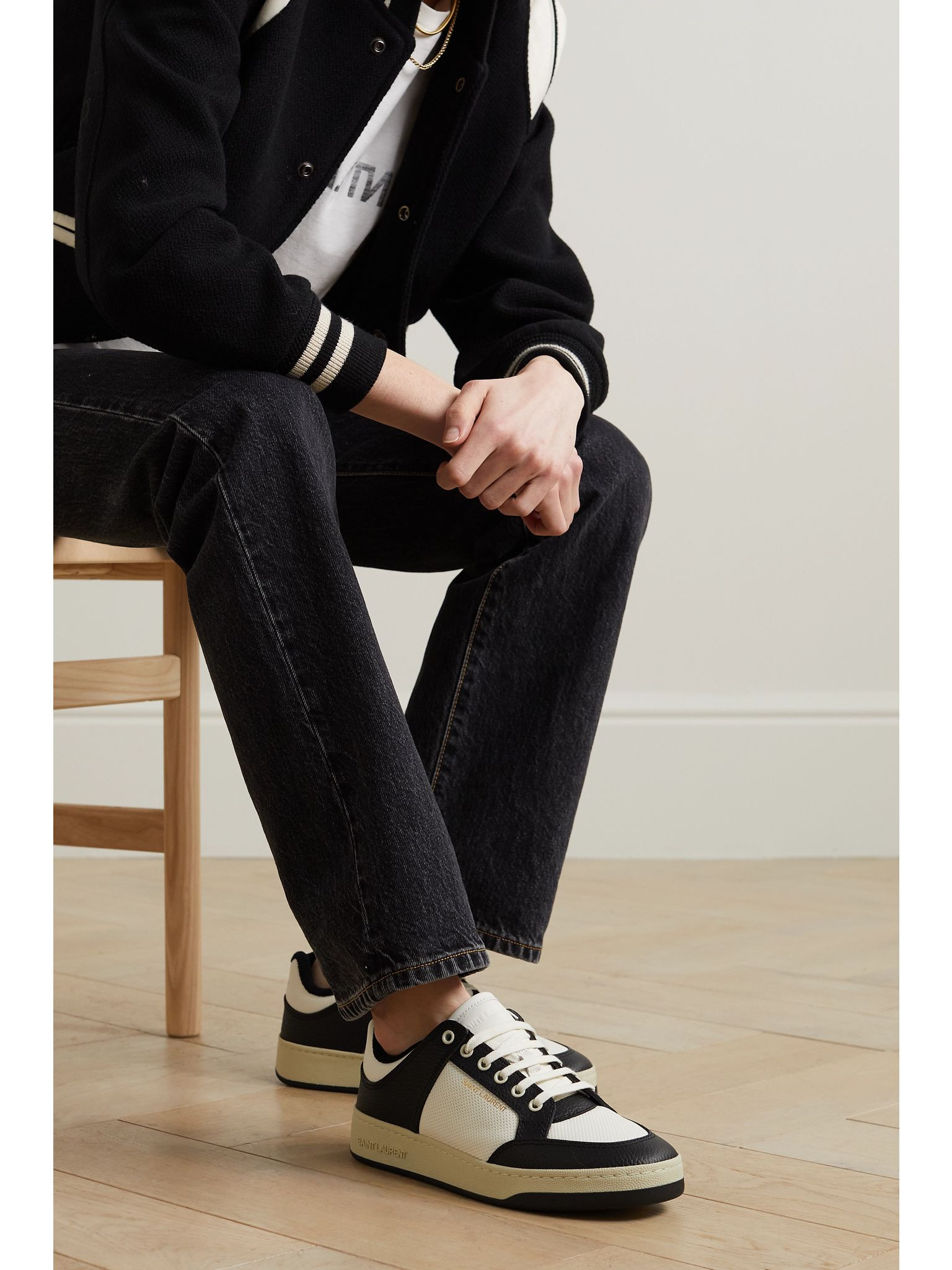 SL61 logo-print leather sneakers White - 2