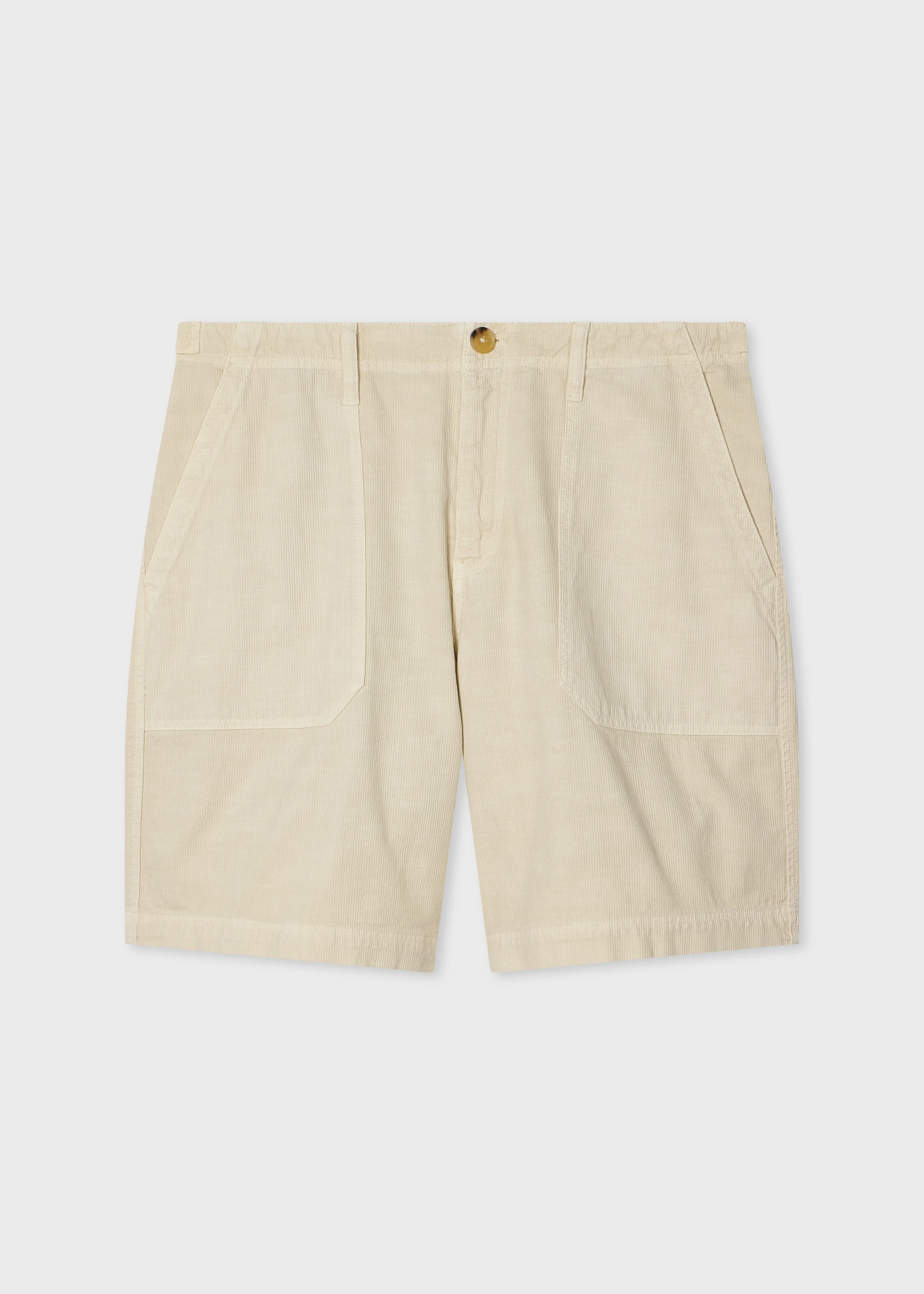 Ecru Bedford-Weave Cotton-Linen Shorts - 1