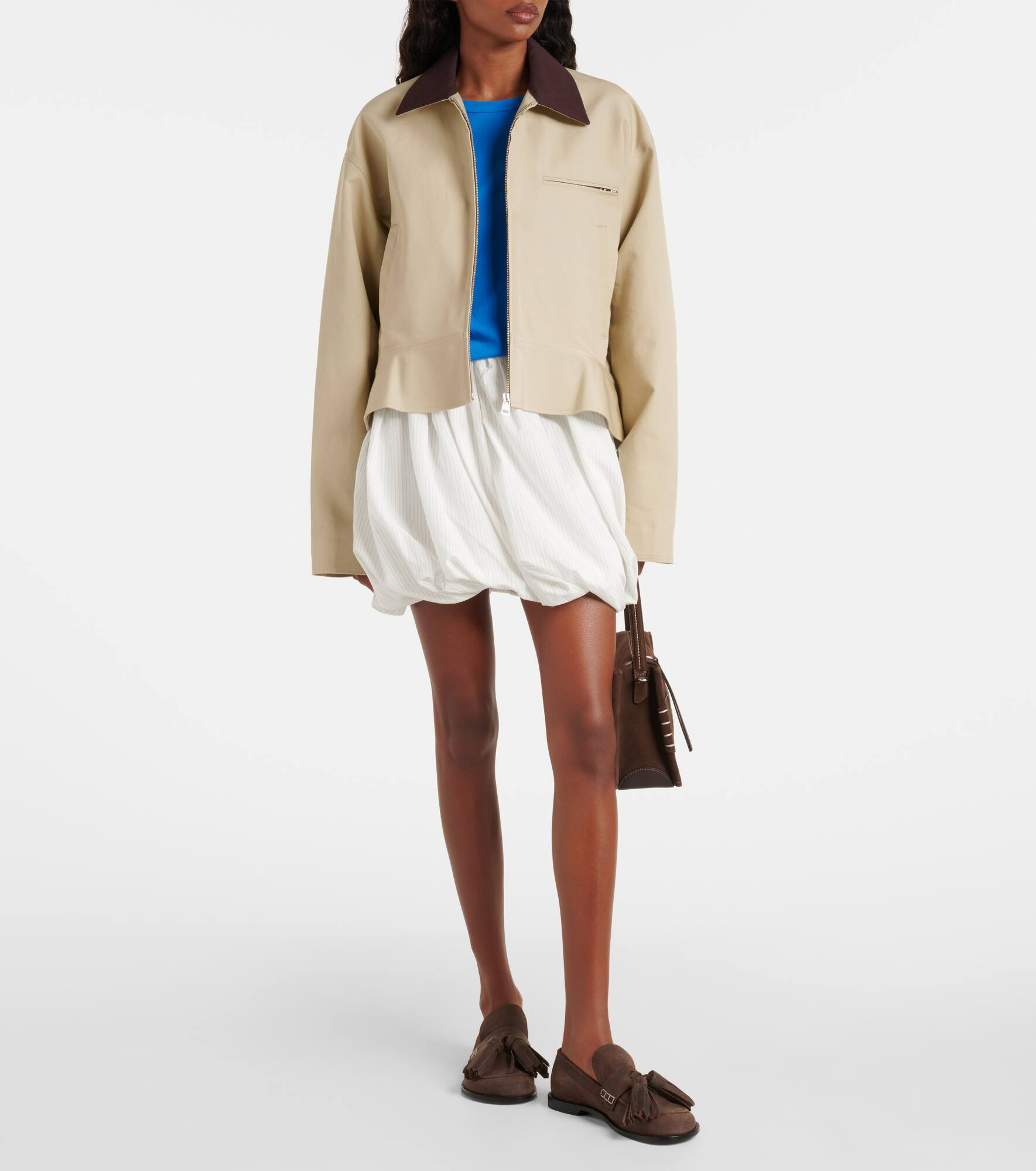Gathered pinstripe balloon miniskirt - 2