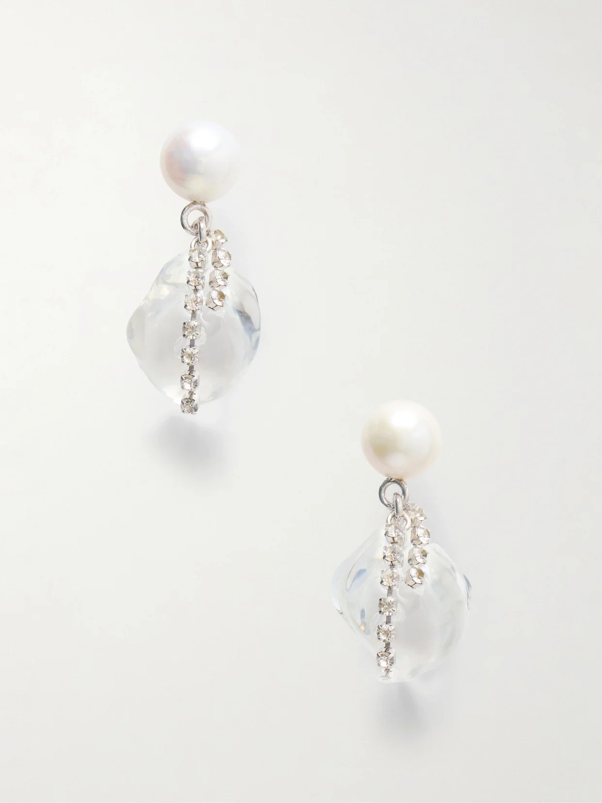 Crystal And Pearl-embellished Resin Drop Earrings - 1