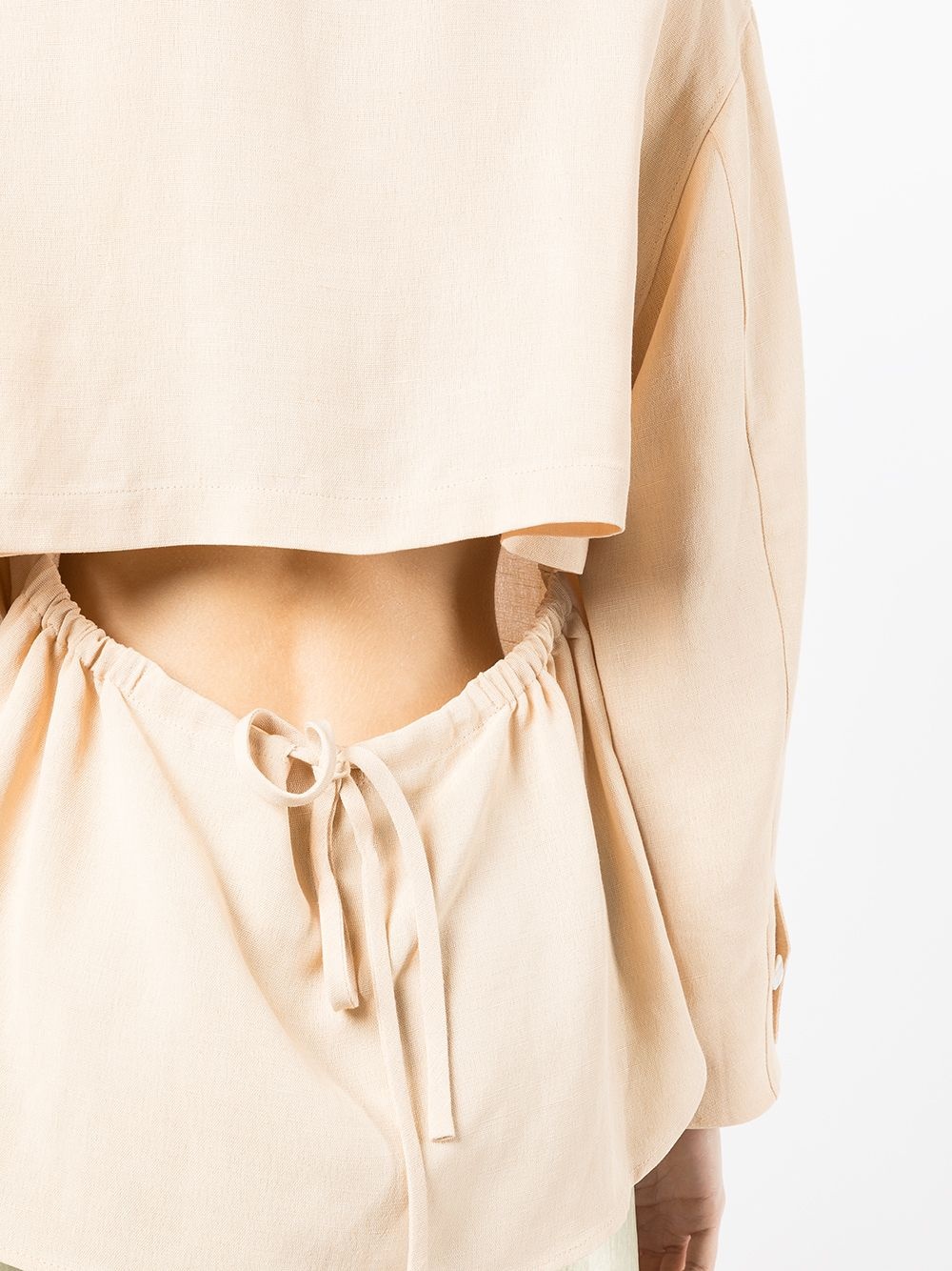 tie-fastened long-sleeved shirt - 5