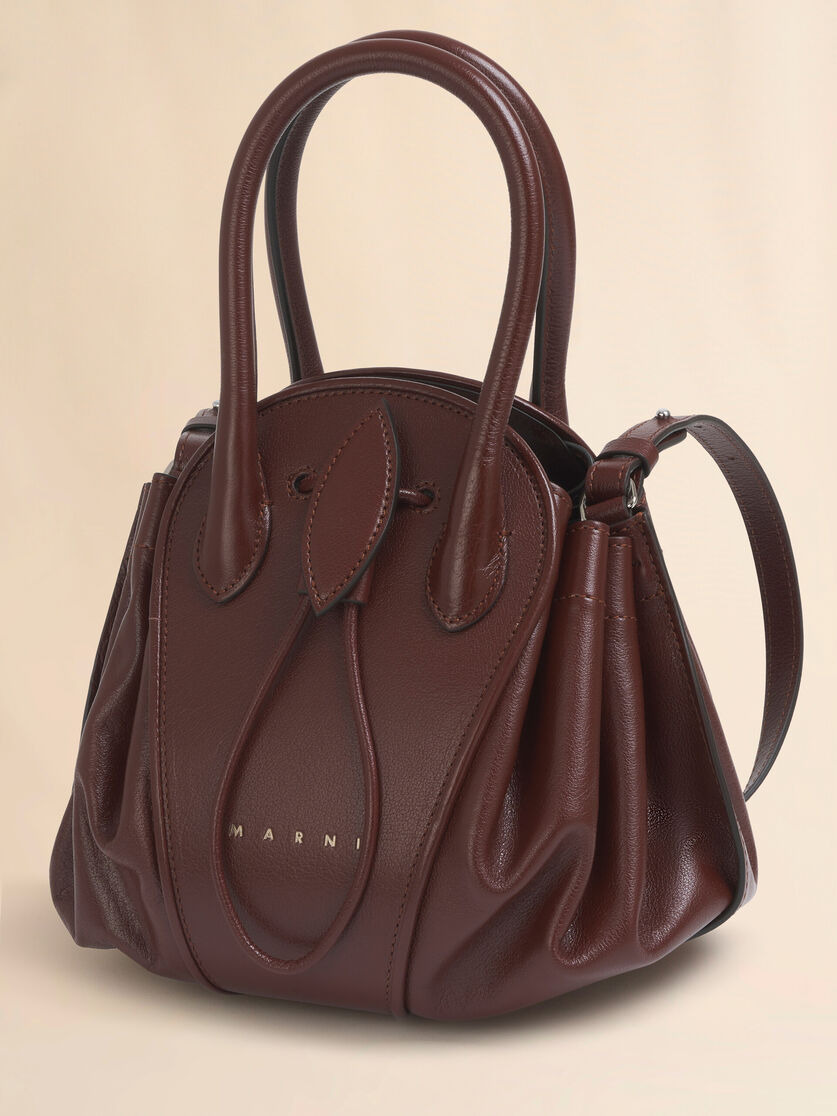 BROWN LEATHER TULIPEA SMALL HANDBAG - 5