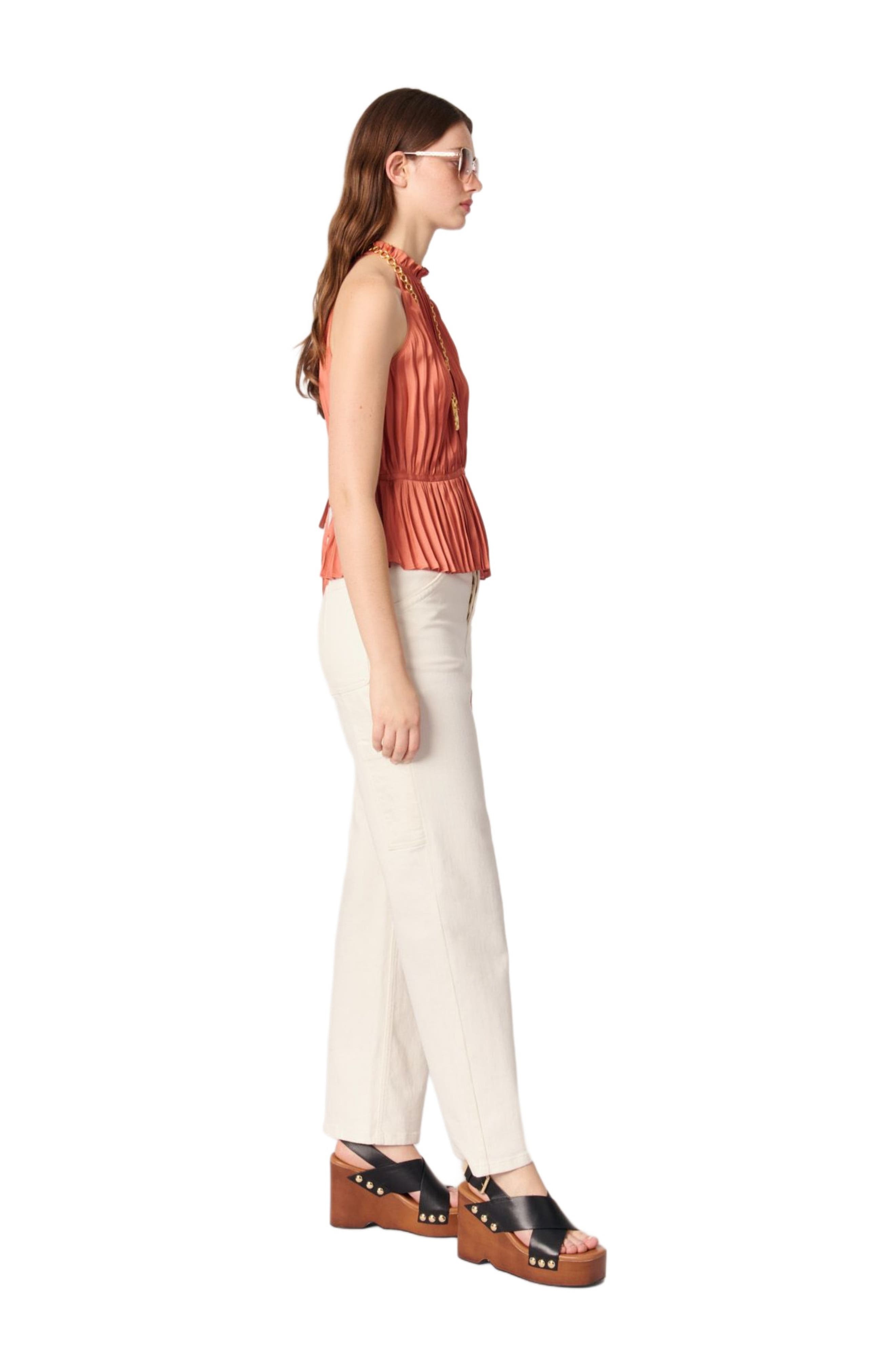 maje Sleeveless pleated top in Terracota at Nordstrom - 2