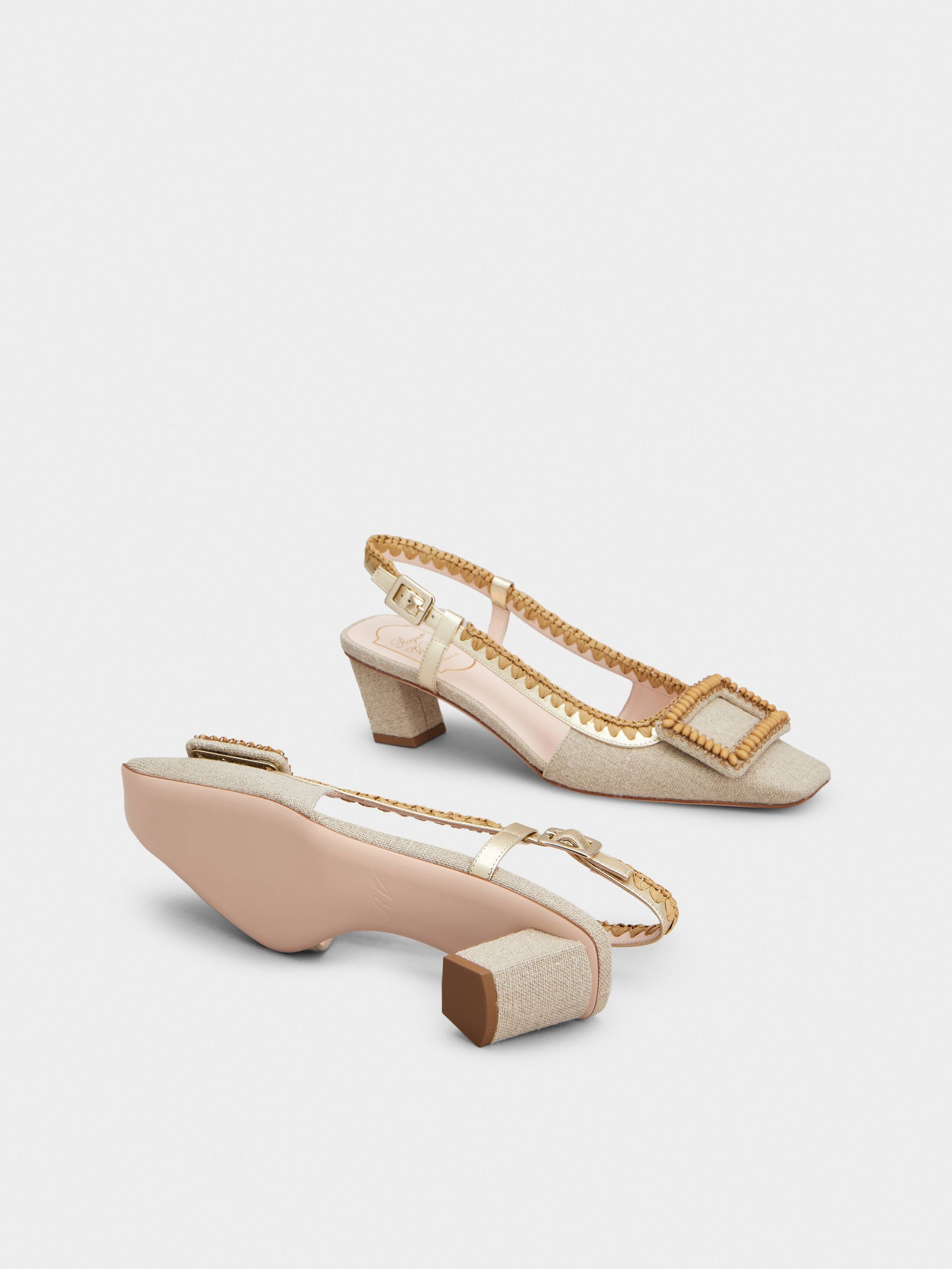 Belle Vivier Slingback Pumps in canvas - 6