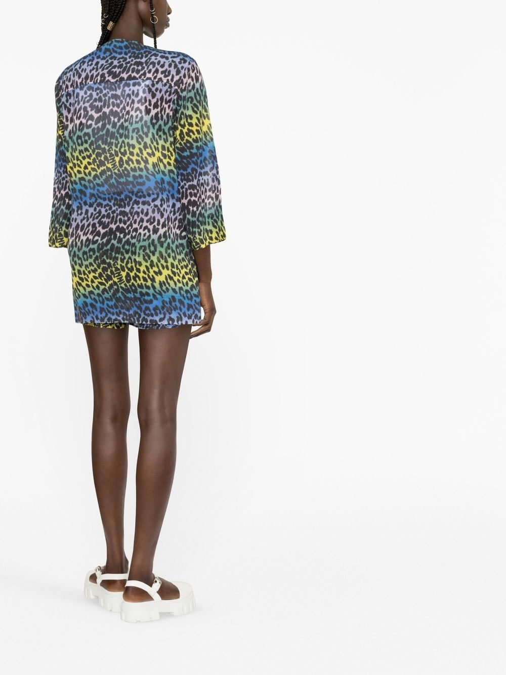 leopard-print cotton blouse - 3