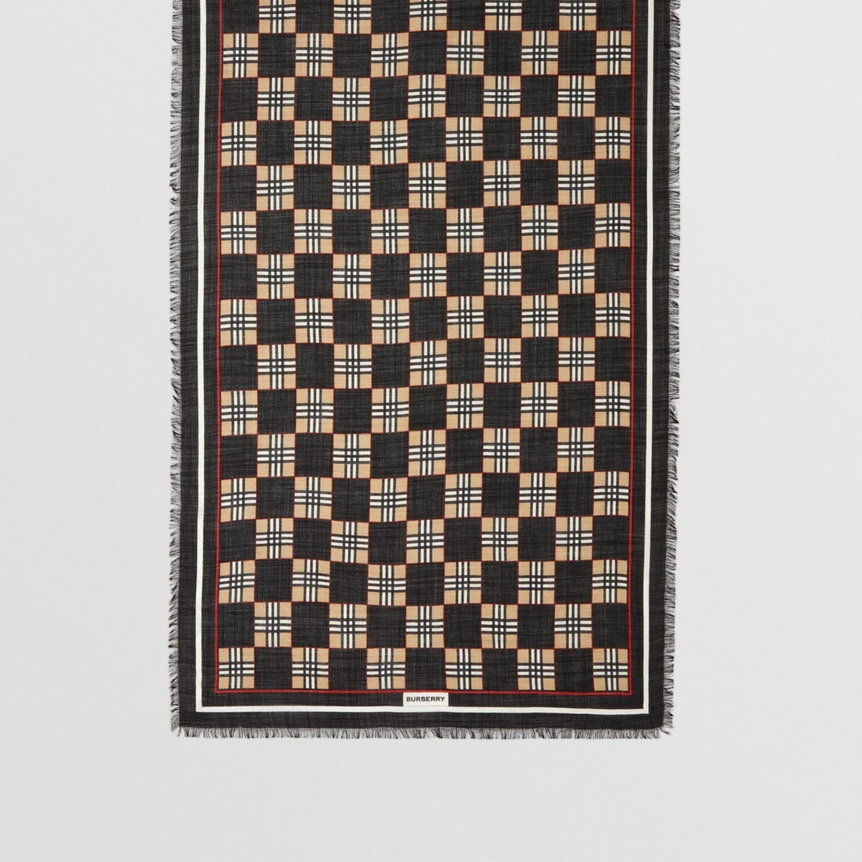 Chequer Print Wool Silk Scarf - 5