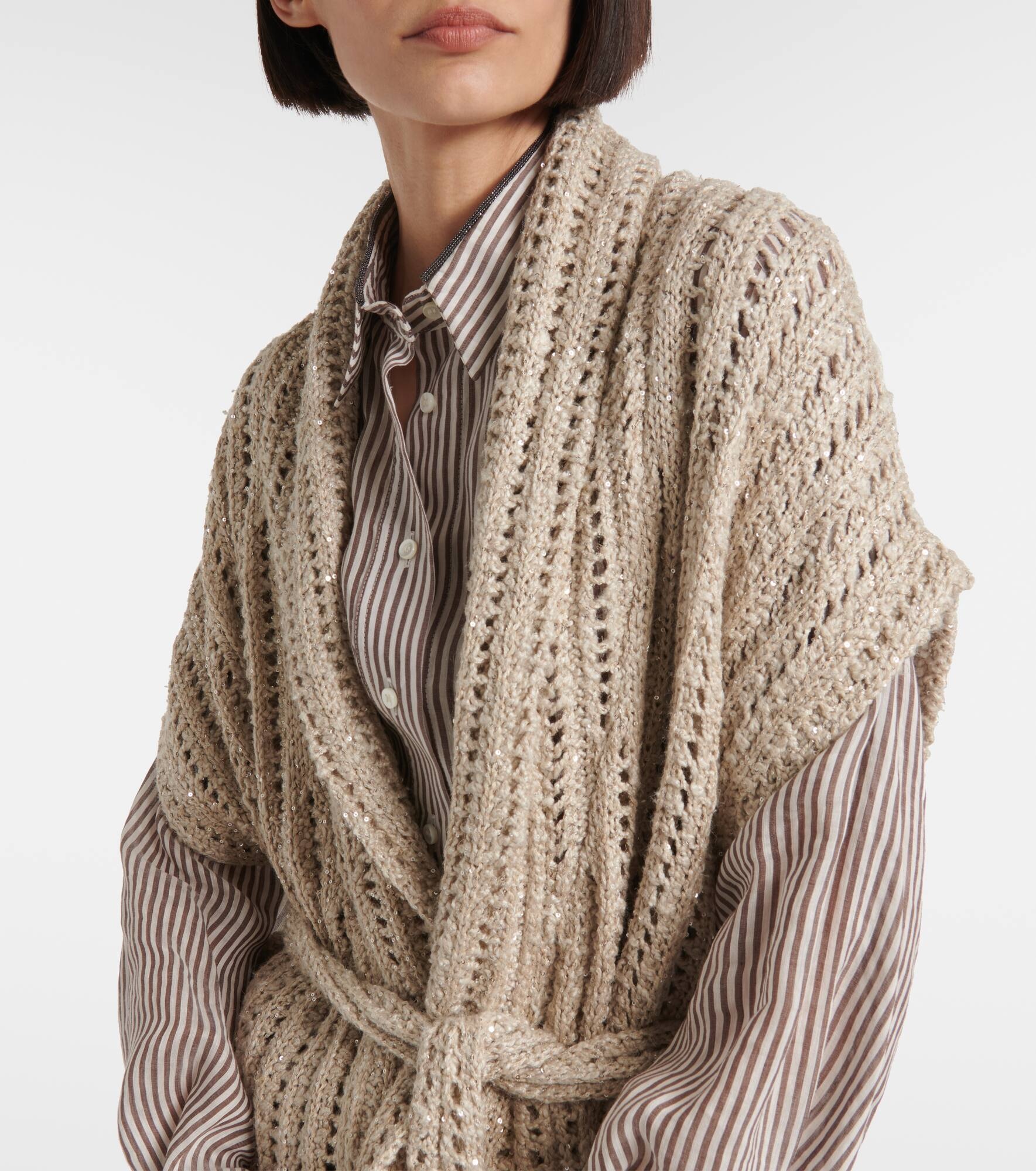 Dazzling silk and linen-blend wrap cardigan - 4