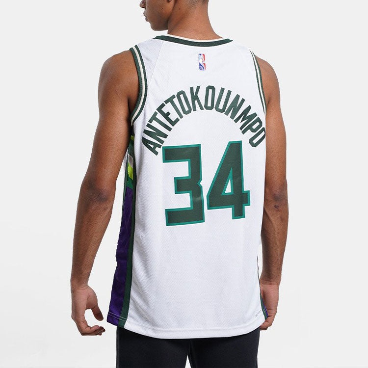 Nike Dri-FIT NBA Basketball Sports Milwaukee Bucks Giannis No.34 Vest 'White' DB4035-100 - 4