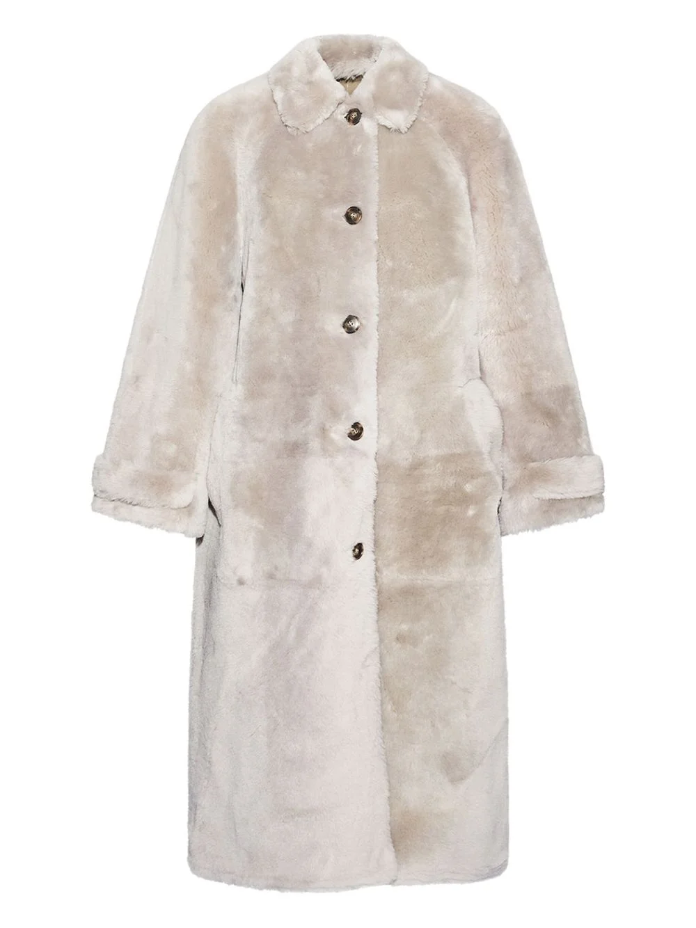 lamb-fur single-breasted coat - 1