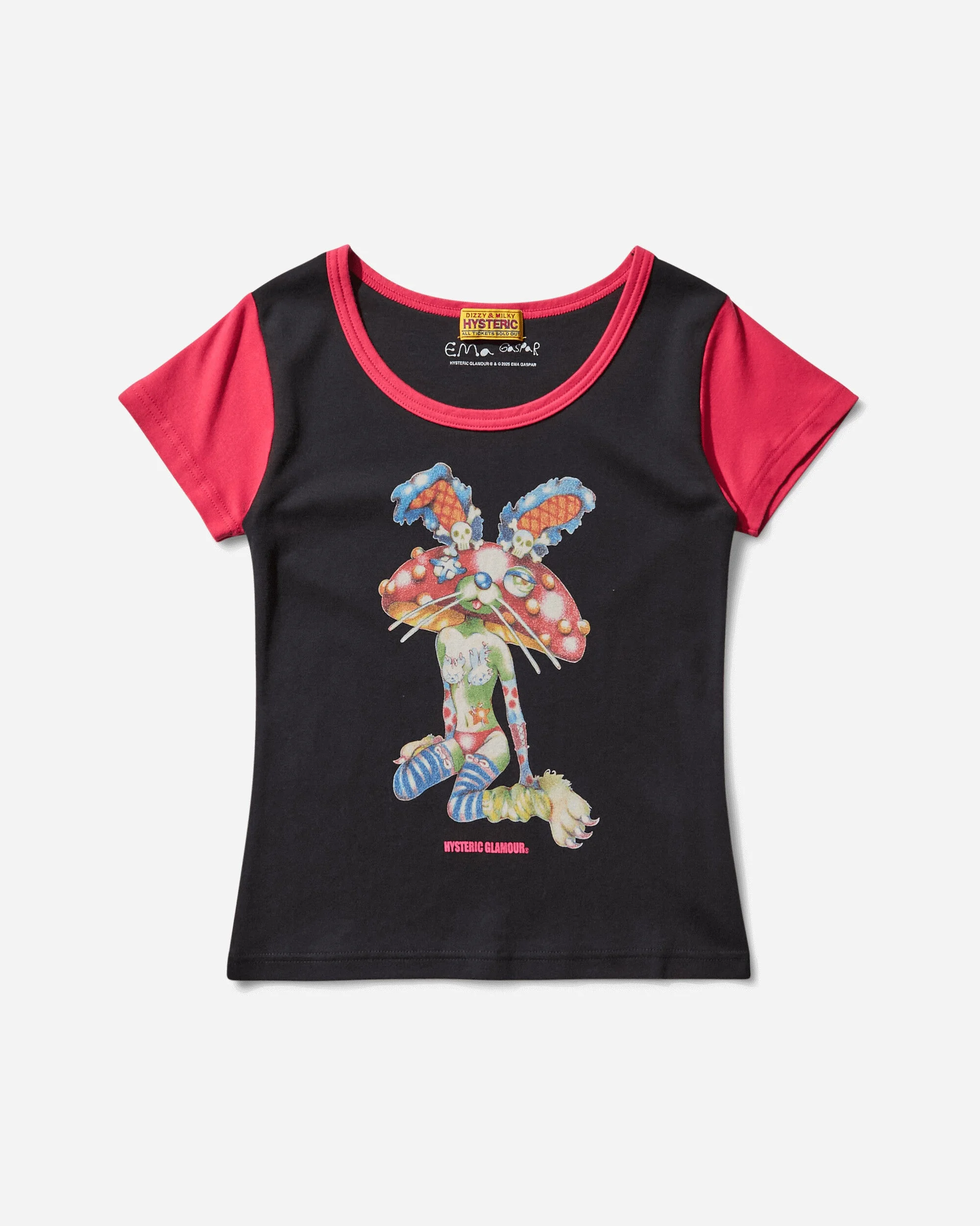 Women's Ema / Lazy Mushroom Tiny T-Shirt Black - 1